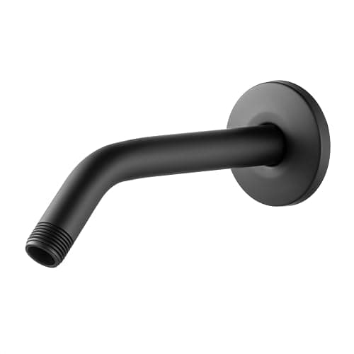 OFFO Shower Arm with Flange, 6 in Wall Mount Replacement Angle Shower Head Arm Wall-Mounted For Fixed Shower Head & Handheld Showerhead, Matte Black - Image 1