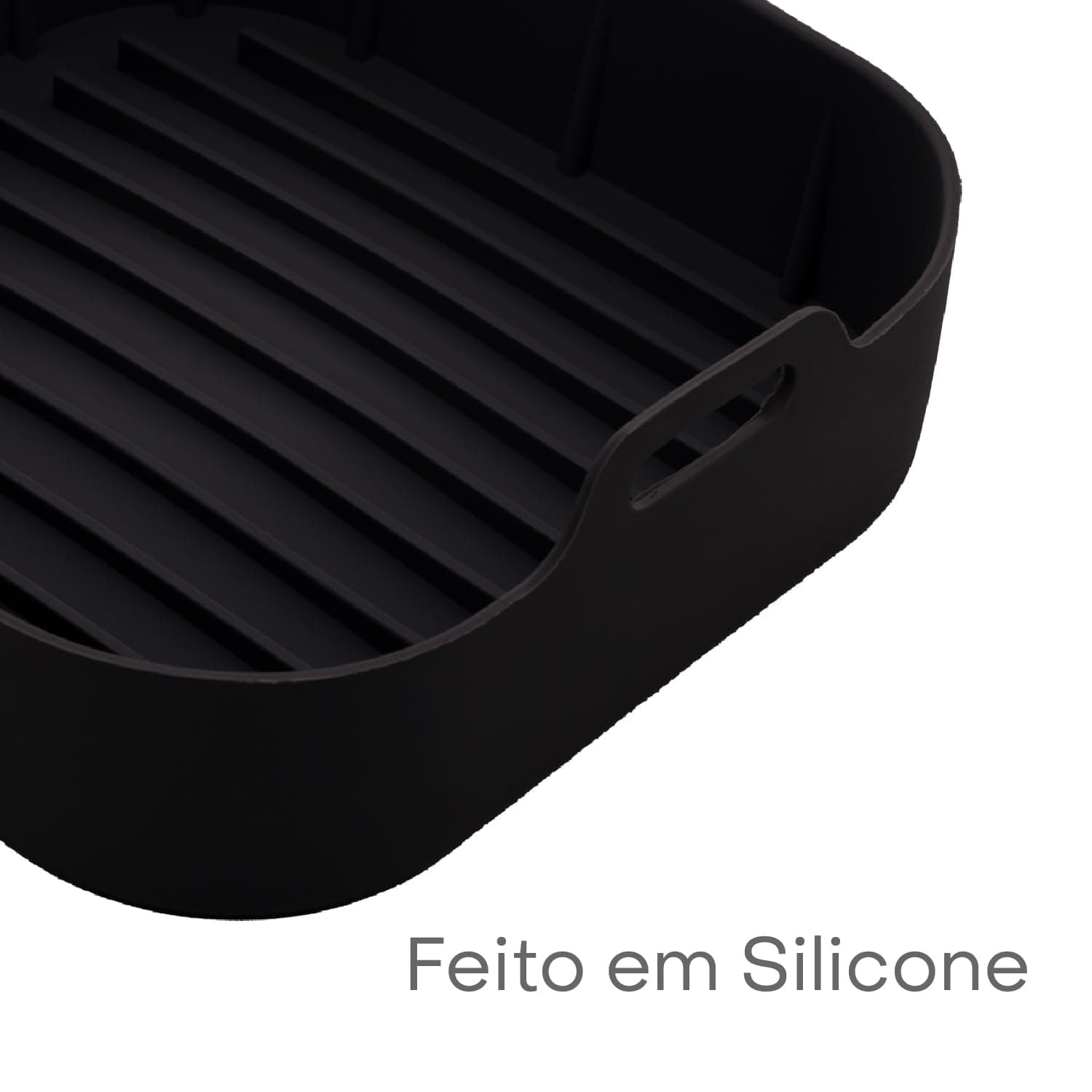 LYOR - Forma Quadrada de Silicone para Air Fryer Preta 20Cm x 7Cm thumbnail 3