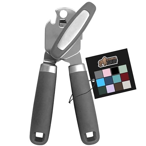 The Original GORILLA GRIP Heavy Duty Stainless Steel Smooth Edge Manual Can Opener and Bottle Openers, Soft Ergonomic Handle, Oversized Handheld Easy Turn Knob, Multifunctional Kitchen Tool, Gray - Gray - 1 - Image 1