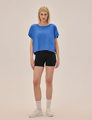 UNIANKIYA Workout Tops Athletic Crop Tee, Short Sleeve, Loose Fit thumbnail 3