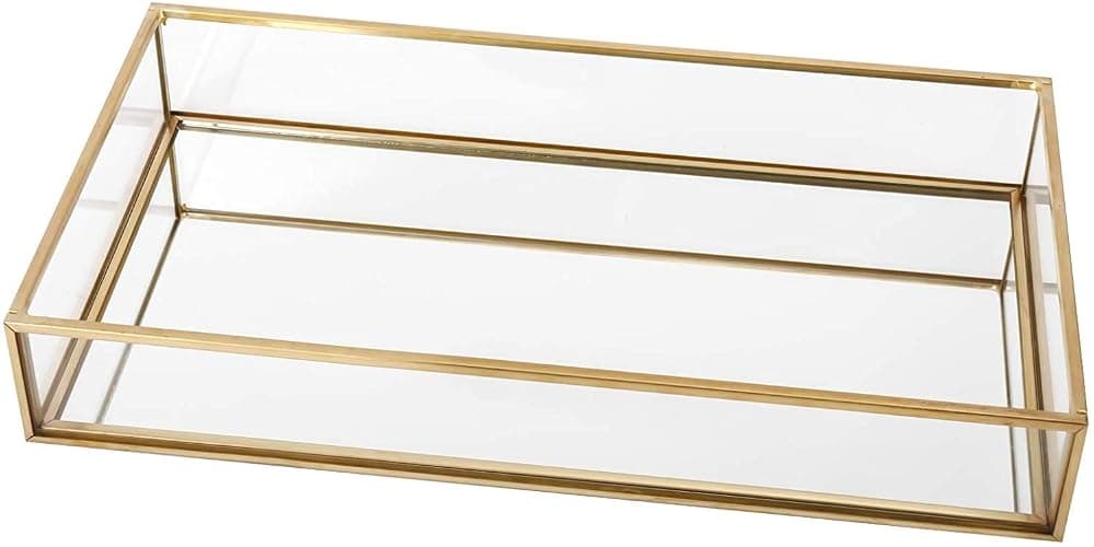 Rectangle Gold Mirror Tray, Decorative Mirror Glass Tray thumbnail 7
