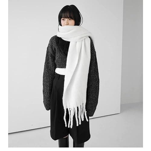 OUNIYA Large Chunky Scarf Oversized Fluffy Scarves Blanket Big Wool Thick Winter Warm thumbnail 5