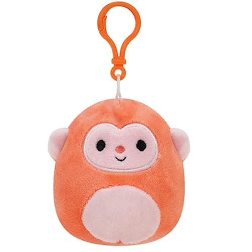 Squishmallow Official Kellytoy Plush Wildlife Zoo Squad Squishy Soft Plush Toy Animals (Orange, Elton Monkey, 3.5 Inch Clip) - Image 1