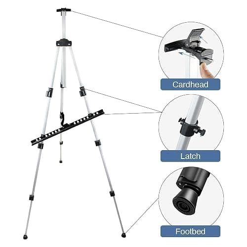 Art Easel Stand for Painting and Sign - RRFTOK 17 to 66 Inch Adjustable Aluminum Tripod Easels for Display, Portable Canvas and Poster Stand with Carry Bag for Beginners, Students and Classroom Use thumbnail 6