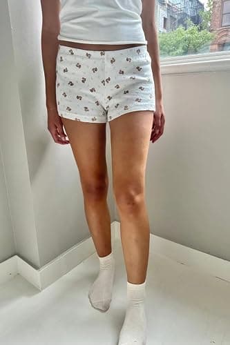Women Y2k Micro Pajama Shorts Floral Print Button Low Waist Cute Pj Shorts Coquette Boxer Lounge Shorts thumbnail 3