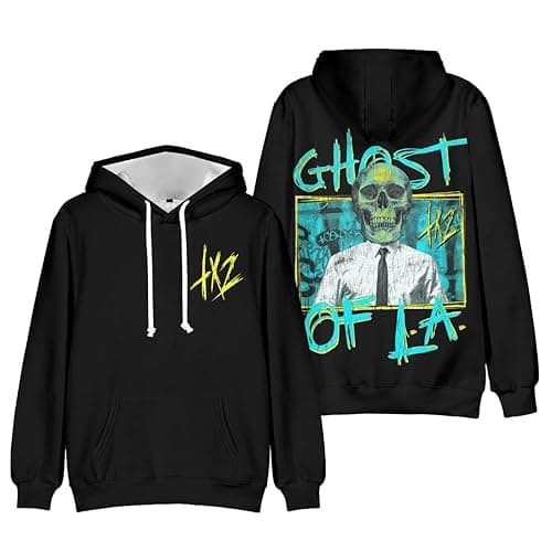 OWEUINMX Tx2 Ablum GHOST OF LA Merch Hoodie Unisex Sweatshirt Long Sleeve Tracksuit Pullover Coat - Black - XX-Large