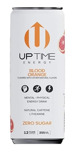 UPTIME Energy Drink, Blood Orange Sparkling, 12 Pack, Vitamin C, L Theanine, Calcium, Sugar Free Energy Drinks for Focus Support, 142mg of Natural Caffeine, 0 Calories, Clean, Natural, 12 fl oz Cans thumbnail 7
