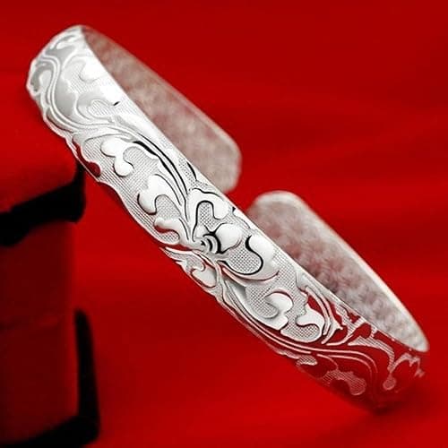 Abiotp 925 Sterling Silver Cuff Bangle Bracelets Adjustable Jewelry Fashion Simple Open Bangles Cuff Jewelry for Women Mom Wife Mothers Day Valentine Gift thumbnail 2