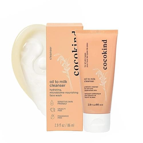 Cocokind Oil to Milk Cleanser, Hydrating Face Wash, All Skin Types including Sensitive Skin, Fragrance Free, Cruelty Free, Vegan, 2.9 fl oz