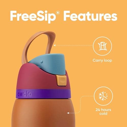Owala FreeSip Insulated Stainless Steel Water Bottle with Straw for Sports and Travel, BPA-Free Sports Water Bottle, 24 oz, Blue/Green Forest Fairy thumbnail 4