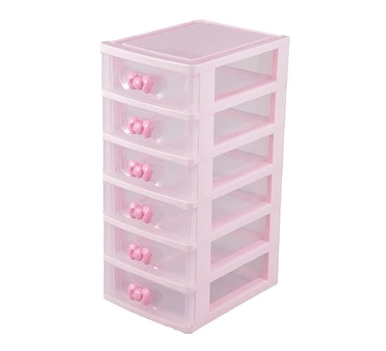 BWBNS Girls Cute Lovely Color Storage Box Desktop Organizer Bathroom Bedroom Jewelry Storage Box For Storing Small Items (6 layers) - Image 1
