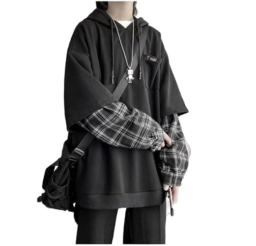 ZITEZHGO Emo Hoodie Streetwear Hoodies for Men Women Teen Boys Oversized Pullover Patchwork Sweatshirt - Image 1