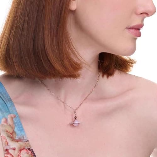 ZHAOZHAO Colorful Saturn Necklace for Women - Gold Light Purple Saturn Pendant - Punk Style thumbnail 6