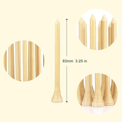 JYWYBF 110 Pcs Bamboo Golf Tees 3 1/4 Inch, Friendly Biodegradable, Long and Tall Golf tees, More Durable and Stable, Ideal for Beginner thumbnail 6