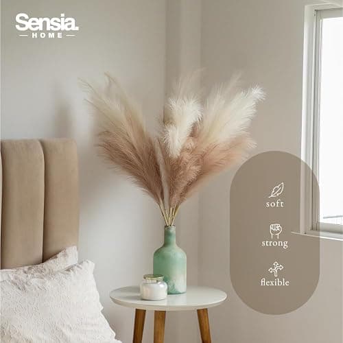 43"/3.6 ft Faux Tall 3Pcs Fluffy Large Pampas Grass Boho Decor-Floral Pompas Stems for Decoration-Feather Floor Vase Filler-Long Artificial Fake Dried Flowers for Home & Room (Beige & Brown) thumbnail 5