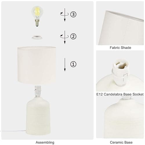 Lampwell Maye Small Ceramic Table Lamp for Living Room and Bedroom,Modern Kids Night Table Lamp,Φ6.3×H13IN,Bulb Excluded,Milk Curry (Cream) thumbnail 6