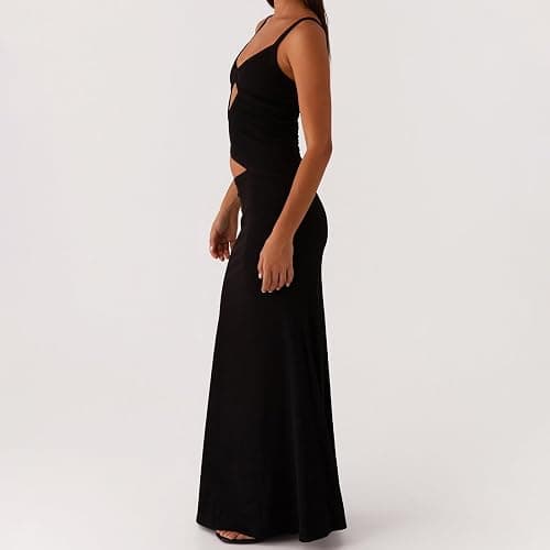 ensswliz Sexy Cut Out Maxi Dress for Women Spaghetti Strap Backless Bodycon Dress Y2k Hollow Sleeveless Formal Long Dresses thumbnail 3