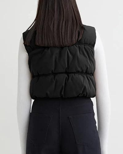 SySea Women's Crop Puffer Vest Winter Zip Up Lightweight Sleeveless Warm Outerwear Padded Coat - Small - Black thumbnail 2