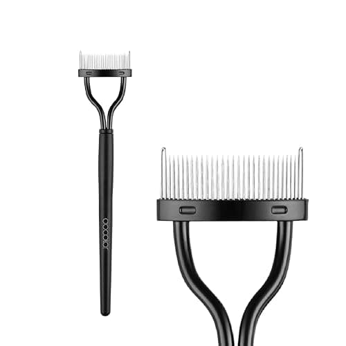 Docolor Eyelash Comb Eyelash Separator Tool Mascara Applicator Eyelash Brush Lash Separator Tool Comb Arc Designed Cosmetic Brushes Tool, with Comb Cover (Black) thumbnail 9