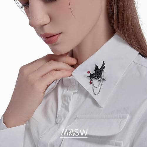 MASW original design Hip Hop Gothic brooch Crow Lady Party gift M3362 thumbnail 2