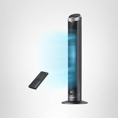 Dreo Tower Fan for Bedroom, 90° Oscillating Fans that Blow Cold Air, 5 Speeds, 4 Modes with 26ft/s Velocity, 12H & 28dB Quiet Timer, Remote, Touch, 40" Standing Floor Fan for Home Office, Black thumbnail 9
