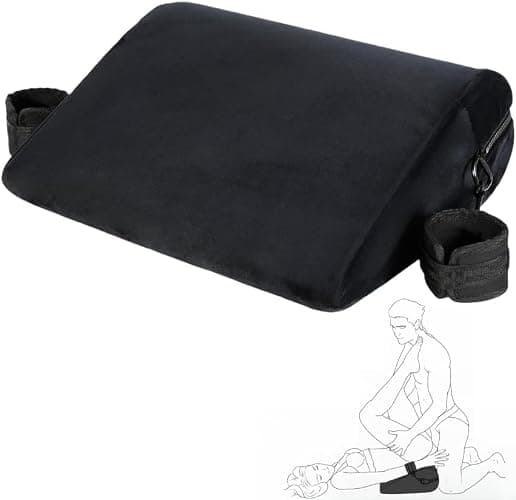 Sex Pillow Foam Sex Furniture Position Pillows with Restraints Handcuffs Set BDSM Bondage Foam Cushion with Wrist Cuffs Multifunctional Sex Toys Pillows for Couples (Black) - Image 1