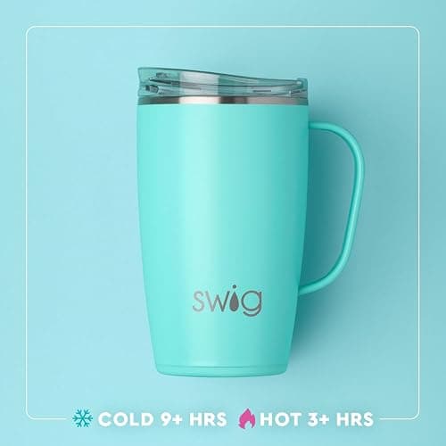 Swig Life 18oz Travel Mug, Insulated Tumbler with Handle and Lid, Cup Holder Friendly, Dishwasher Safe, Stainless Steel, Travel Coffee Cup (Sun Chaser) thumbnail 3