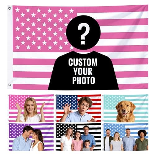 Custom Pink American Flag, Personalized Flags with Picture Text, Single-Sided 2x3 3x5 4x6 5x8 Ft, Customized Funny Flag Tapestry Poster for Bedroom Room Dorm Outdoor and Garden Decor - Image 1