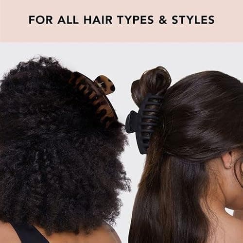 Kitsch Large Hair Clips For Women - Durable Recycled Plastic Claw Clips for Styling & Updos | Secure All-Day Hold, Comfortable Fit - Black & Tortoise | Ideal Gifts for Women, 2pcs thumbnail 5