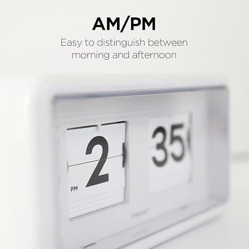 Mooas - Retro Flip Desk Clock, Automatic Spin, Classic Style, AM/PM, Home Decor, Ideal for Home, Office, Cream, 17.5cm x 7cm | Retro Design Auto Flip, Automatic Turning Vintage Flip, AM/PM, Home Decor Ideal for Home Office Living Room Hotel Café thumbnail 5