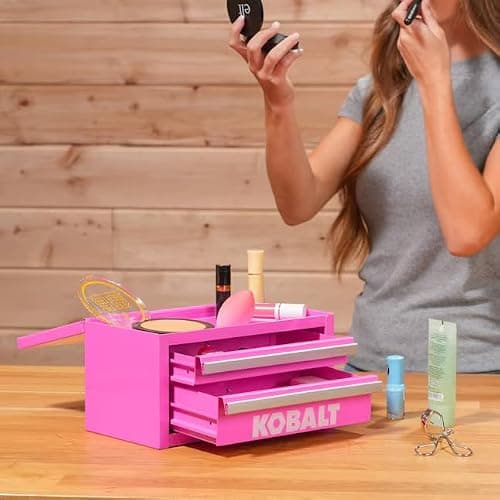 Mini 2-Drawer Bubble Gum Pink Steel Tool Box thumbnail 4