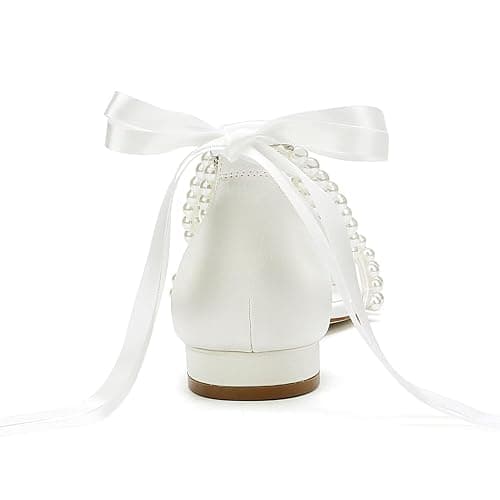 Pearl Flats Bridal Sandals Wedding Flats for Bride Open Toe Beach Wedding Shoes thumbnail 5