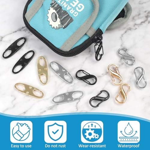 Phinus Lock Combo, Total 21PCS Clips Anti-Theft, Locks Anti-Theft for Luggage, Clothing, Backpacks, Boots, Purses, Travel Outdoor Sports(Black, Silver, Gold) thumbnail 5