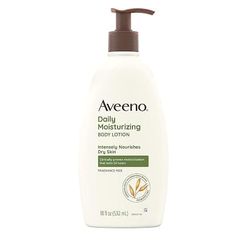 Aveeno Daily Moisturizing Body Lotion for Dry Skin with Prebiotic Oat, Fragrance & Paraben Free, Non-Greasy, Non-Comedogenic, for Sensitive Skin & 48-Hour Moisturizer 18 Fl Oz - Image 1