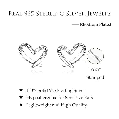 Reffeer 925 Sterling Silber Herz-Ohrstecker für Damen und Mädchen, kleine Ohrstecker, Herz-Ohrringe thumbnail 6