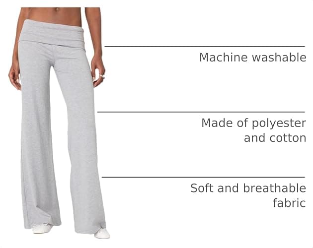 Fold Over Yoga Pants for Women Low Rise Wide Leg Cute Flare Sweatpants | Low Waisted,Lounge Pants,Back to School Clothes for Teen Girls thumbnail 4