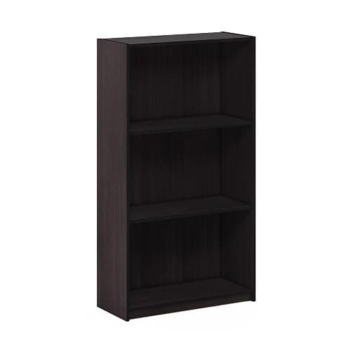 Furinno Basic 3-Tier Bookcase Storage Shelves, Dark Walnut - Image 1