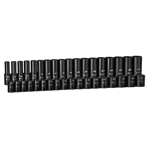 Capri Tools 1/2 in. Drive Shallow and Deep Impact Socket Set, Metric, 10 to 27 mm, 36-Piece - Image 1