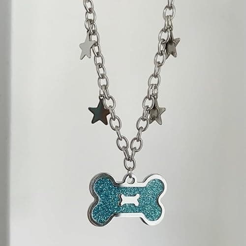 Cute Necklace Kawaii Pendant Necklace for Women Y2k Bone Grunge Emo Coquette Mcbling Hippie Jewelry Therian Grunge Jewelry (Bone) thumbnail 3