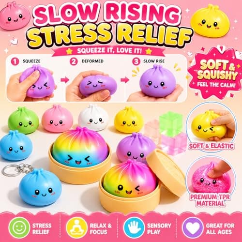 24PCS Squishy Fun Box Mystery Pack, Dumplings Squishies Advent Calendar, Slow Rising Dumpling Stress Balls Mini Dumpling Set Pack Party Favor Gifts for Adult thumbnail 3