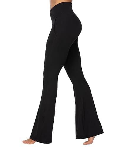 Sunzel Flare Leggings for Women with Pockets, Crossover Yoga Pants with Tummy Control, High Waisted and Wide Leg thumbnail 2