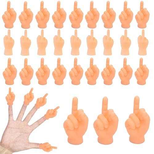 30 PCS Tiny Middle Finger Puppet, Miniature Small Hands, Mini Finger Hands Funny Hand Puppet for Game, Fun and Realistic Design Party Favors for Adults Kids - Image 1