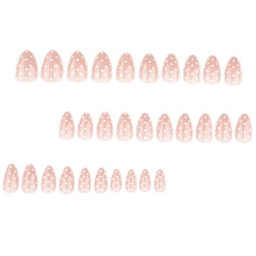 Polka Dot Press on Nails Short Almond Fake Nails Cute False Nails Press ons with White Dots Design Full Cover Stick on Nail for Women Manicure,Glossy | Reusable | Nail Sticky Tab | Easy Apply | 30Pcs thumbnail 2