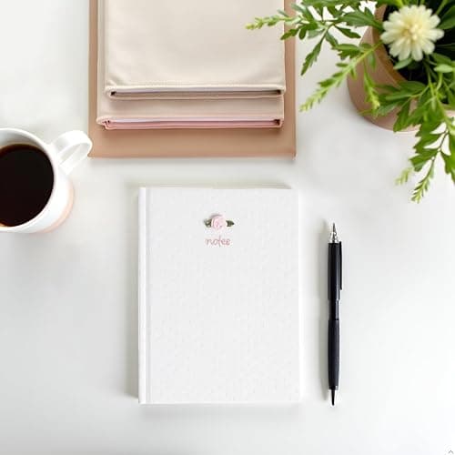 Pearhead Fabric Hardcover Journal Notebook 6x8 – Pointelle Embroidered College-Ruled Writing Journal with 200 Lined Pages, Pink thumbnail 2