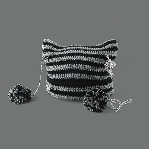 Grunge Beanies Crochet Knitted Hats for Women Girls Fox Cat Ear Goth Emo Alt Y2K Accessories Grunge Clothes thumbnail 3
