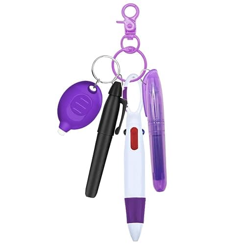 Daemson Nurse Pen Set, Badge Reel Pen Include Highlighter, Permanent Marker, LED Keychain Flashlight, Ballpoint Pen, and Nursing Keychain Clip (Purple) - Image 1