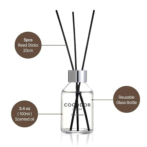 COCODOR Classic Reed Diffuser/Cashmere Vanilla/3.4oz(100ml)/1 Pack/Home Fragrance Scent Essential Oil Stick Diffuser for Bedroom Bathroom Home Décor thumbnail 4