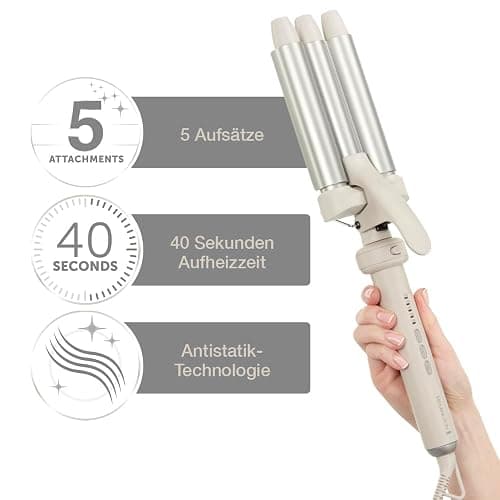 Remington Lockenstab 5in1 [Welleneisen, Rundbürste 38mm, 3 Lockenaufsätze 13-33mm] Trendology (LED display 130°C - 210°C, Beach Waves, Spirallocken & Natürliche Locken für alle Haartypen) CI41MS5 thumbnail 4