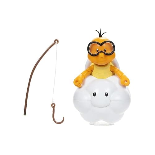 World of Nintendo Super Mario Lakitu 4” Articulated Figure with Fishing Pole - Image 1