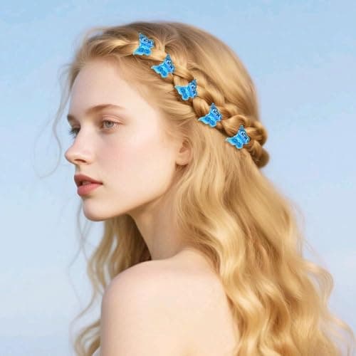 Penta Angel Mini Butterfly Hair Clips 20Pcs Tiny Glitter 90s Hair Claws Hair Pins Accessories for Women (Blue) thumbnail 6